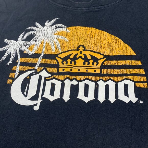 Vintage Corona Extra Beer Beach Crown Men's Black Muscle Shirt - Picture 3 of 7